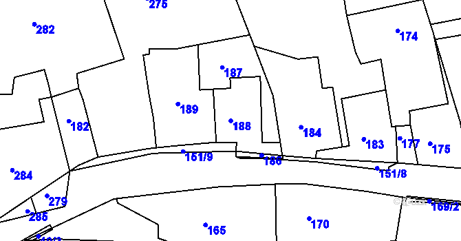 Parcela st. 188 v KÚ Skřípov, Katastrální mapa