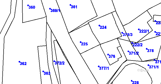 Parcela st. 225 v KÚ Skřípov, Katastrální mapa
