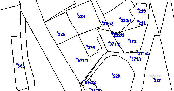 Parcela st. 376 v KÚ Skřípov, Katastrální mapa