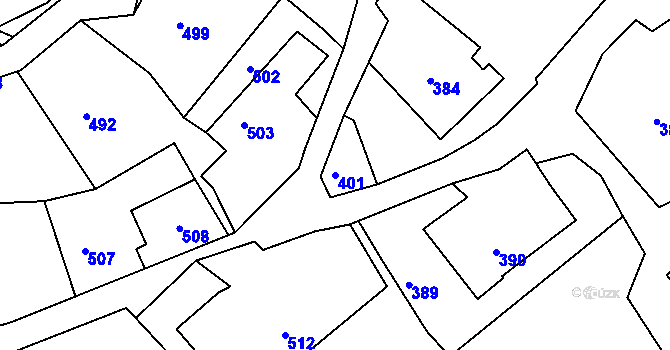 Parcela st. 401 v KÚ Skřípov, Katastrální mapa