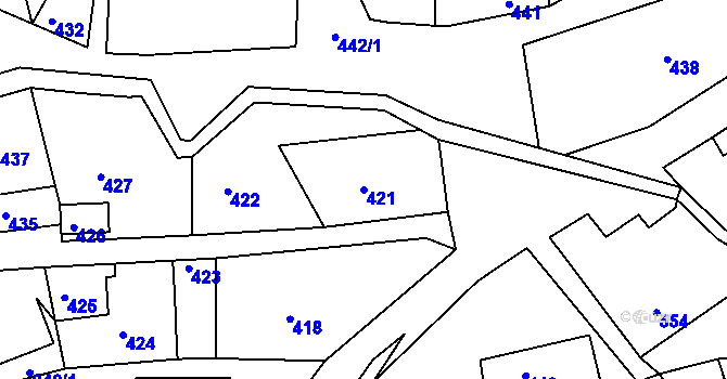 Parcela st. 421 v KÚ Skřípov, Katastrální mapa