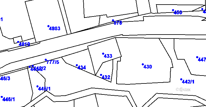 Parcela st. 433 v KÚ Skřípov, Katastrální mapa