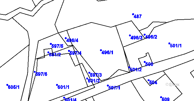 Parcela st. 496 v KÚ Skřípov, Katastrální mapa