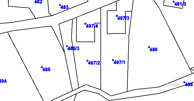 Parcela st. 497 v KÚ Skřípov, Katastrální mapa