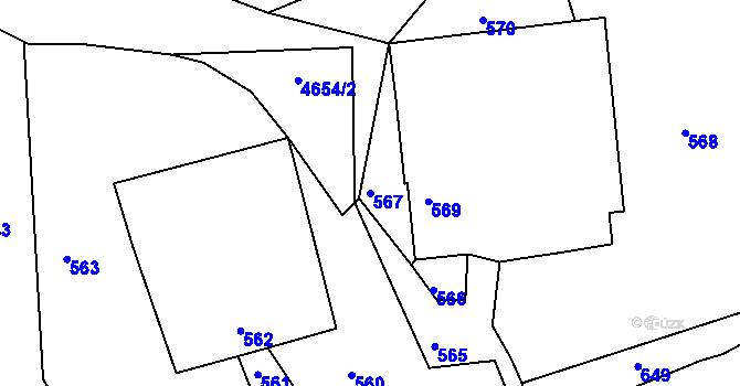 Parcela st. 567 v KÚ Skřípov, Katastrální mapa