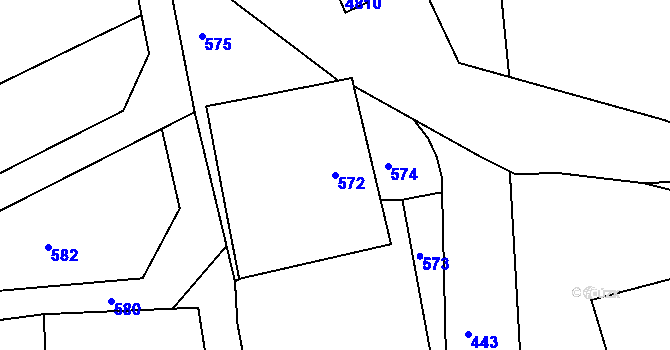 Parcela st. 572 v KÚ Skřípov, Katastrální mapa