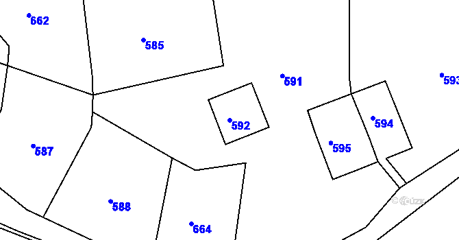 Parcela st. 592 v KÚ Skřípov, Katastrální mapa