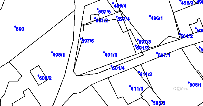 Parcela st. 601 v KÚ Skřípov, Katastrální mapa