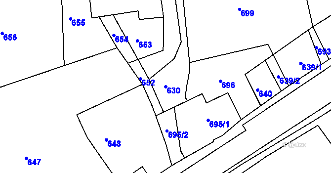 Parcela st. 630 v KÚ Skřípov, Katastrální mapa