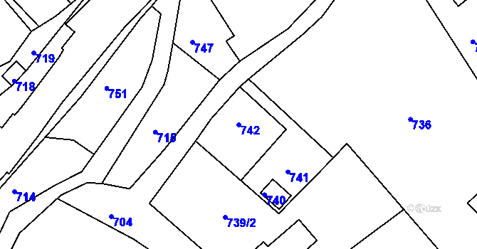 Parcela st. 742 v KÚ Skřípov, Katastrální mapa