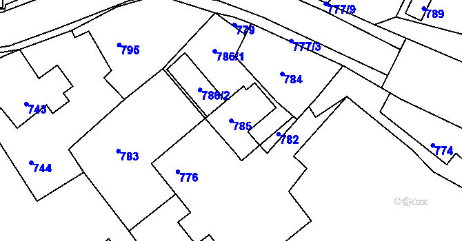 Parcela st. 785 v KÚ Skřípov, Katastrální mapa