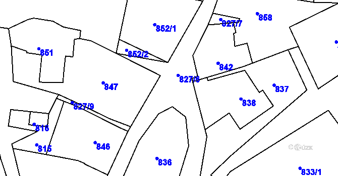 Parcela st. 827 v KÚ Skřípov, Katastrální mapa
