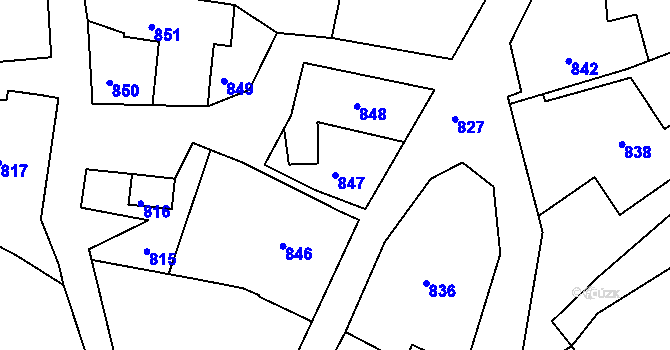 Parcela st. 847 v KÚ Skřípov, Katastrální mapa