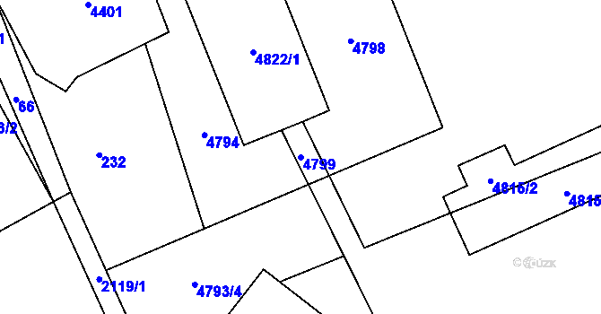 Parcela st. 4799 v KÚ Skřípov, Katastrální mapa