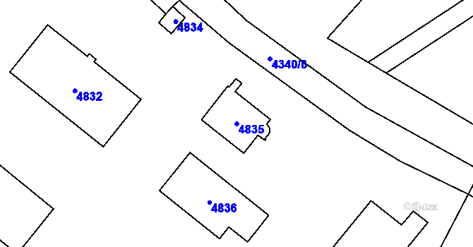Parcela st. 4835 v KÚ Skřípov, Katastrální mapa