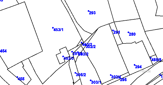 Parcela st. 453/2 v KÚ Skřípov, Katastrální mapa