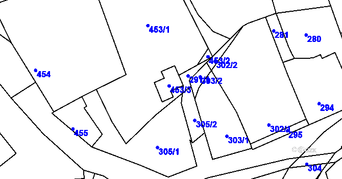 Parcela st. 453/4 v KÚ Skřípov, Katastrální mapa