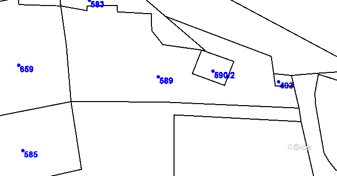 Parcela st. 590/1 v KÚ Skřípov, Katastrální mapa