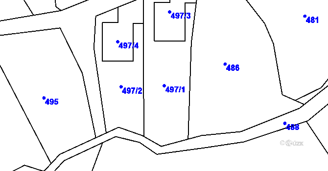 Parcela st. 497/1 v KÚ Skřípov, Katastrální mapa