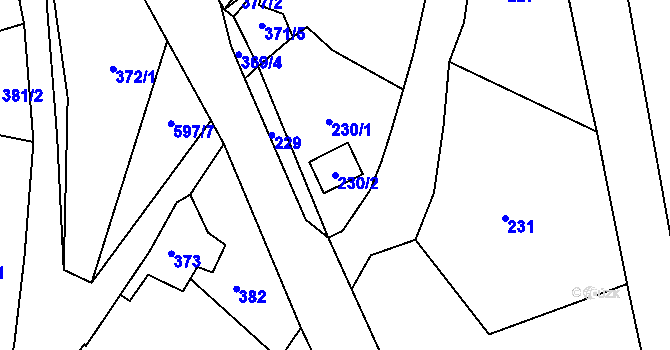 Parcela st. 230/2 v KÚ Skřípov, Katastrální mapa