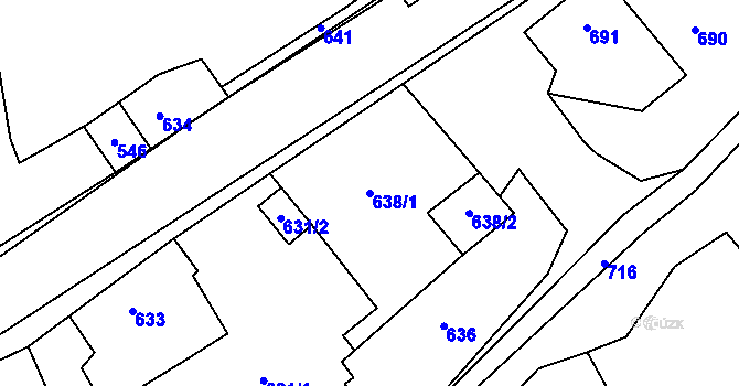 Parcela st. 638/1 v KÚ Skřípov, Katastrální mapa