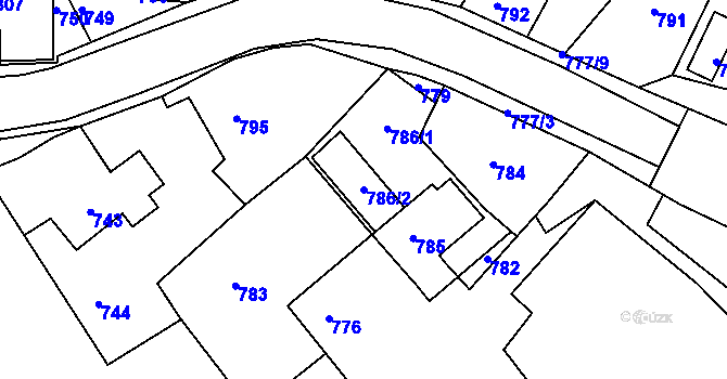 Parcela st. 786/2 v KÚ Skřípov, Katastrální mapa