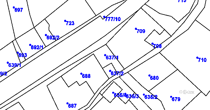 Parcela st. 637/1 v KÚ Skřípov, Katastrální mapa