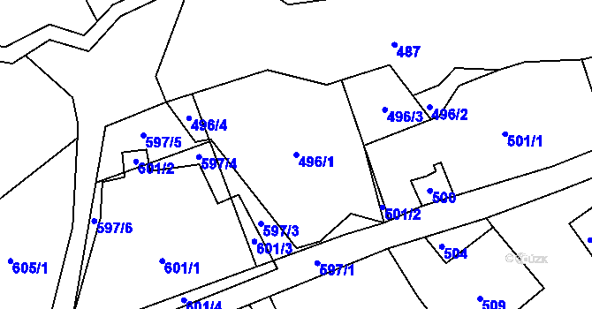Parcela st. 496/1 v KÚ Skřípov, Katastrální mapa