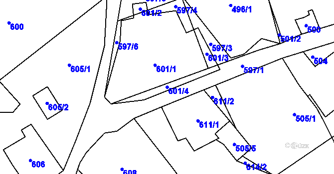 Parcela st. 601/4 v KÚ Skřípov, Katastrální mapa