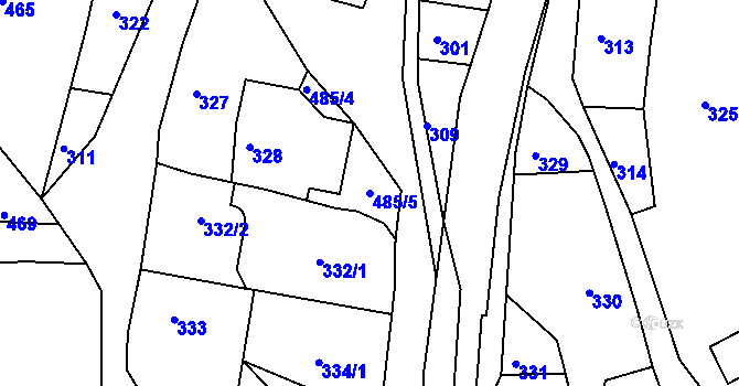 Parcela st. 485/5 v KÚ Skřípov, Katastrální mapa