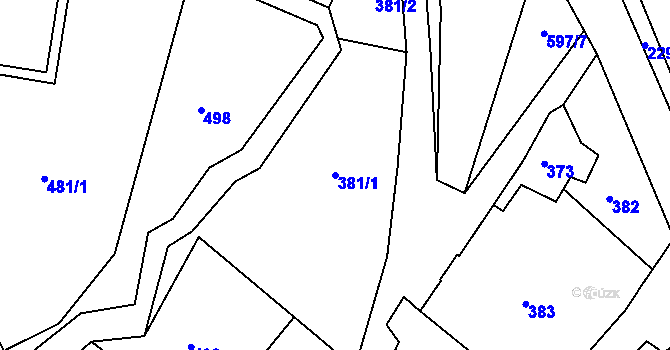 Parcela st. 381/1 v KÚ Skřípov, Katastrální mapa