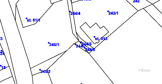 Parcela st. 244/5 v KÚ Skřipov, Katastrální mapa