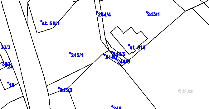 Parcela st. 244/7 v KÚ Skřipov, Katastrální mapa