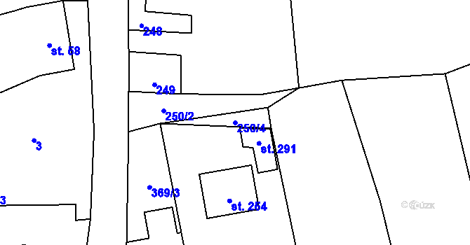 Parcela st. 250/4 v KÚ Skřipov, Katastrální mapa