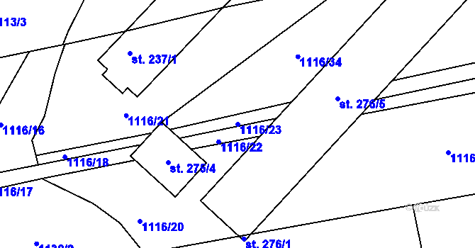 Parcela st. 1116/23 v KÚ Skřipov, Katastrální mapa