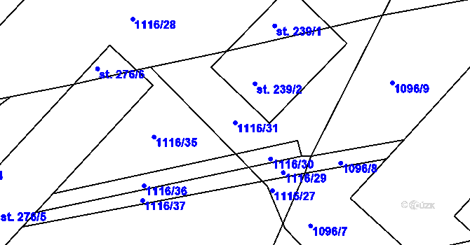 Parcela st. 1116/31 v KÚ Skřipov, Katastrální mapa