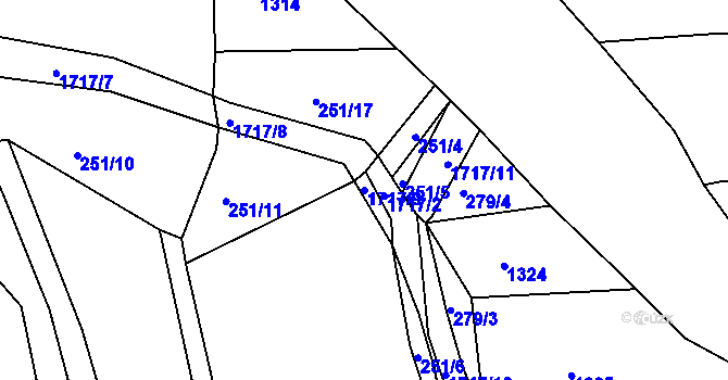 Parcela st. 1717/9 v KÚ Skřipov, Katastrální mapa