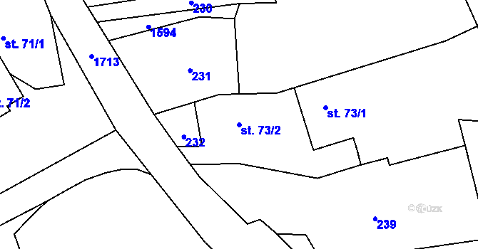 Parcela st. 73/2 v KÚ Skřipov, Katastrální mapa