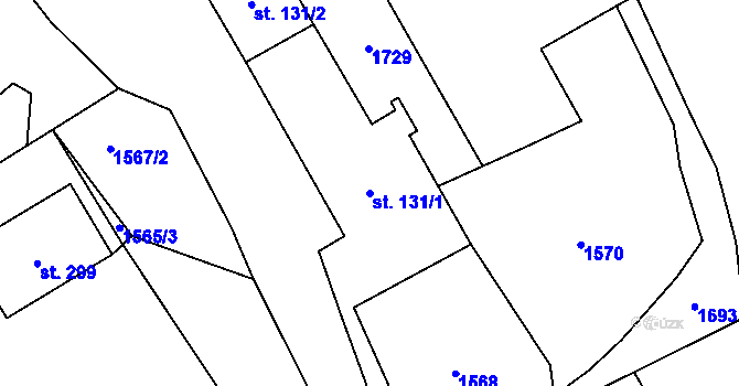 Parcela st. 131/1 v KÚ Skřipov, Katastrální mapa
