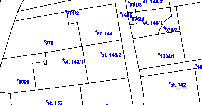 Parcela st. 143/2 v KÚ Skřipov, Katastrální mapa