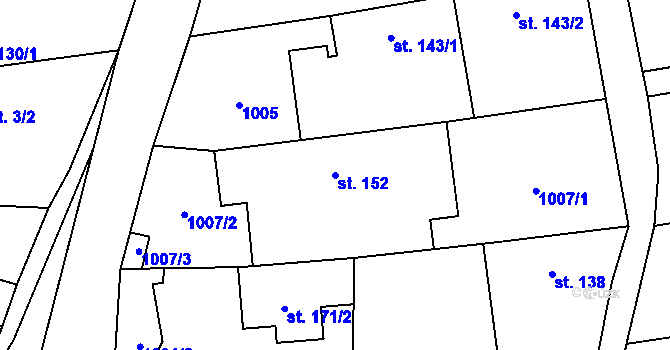 Parcela st. 152 v KÚ Skřipov, Katastrální mapa