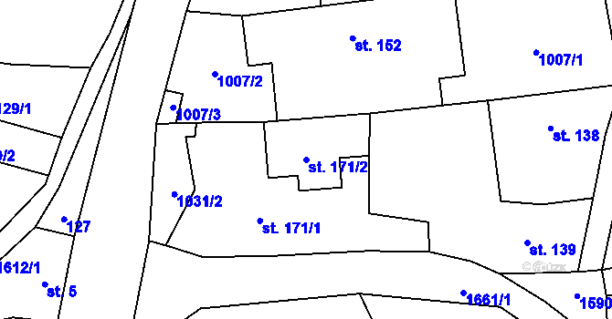 Parcela st. 171/2 v KÚ Skřipov, Katastrální mapa