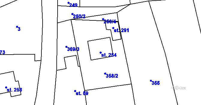 Parcela st. 254 v KÚ Skřipov, Katastrální mapa