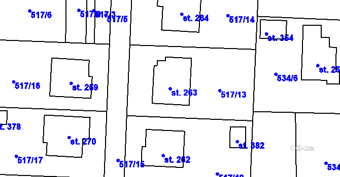 Parcela st. 263 v KÚ Skřipov, Katastrální mapa