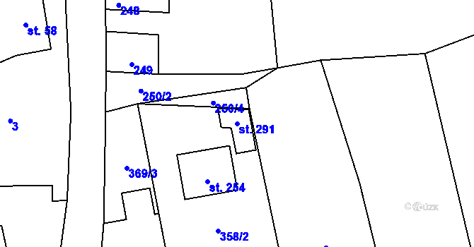 Parcela st. 291 v KÚ Skřipov, Katastrální mapa