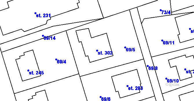 Parcela st. 302 v KÚ Skřipov, Katastrální mapa
