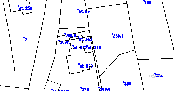 Parcela st. 311 v KÚ Skřipov, Katastrální mapa