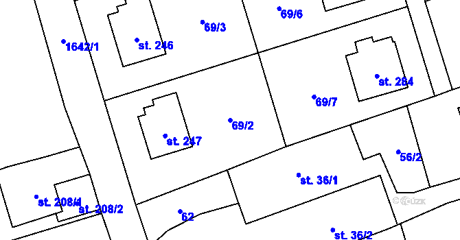 Parcela st. 69/2 v KÚ Skřipov, Katastrální mapa