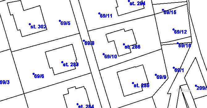Parcela st. 69/10 v KÚ Skřipov, Katastrální mapa