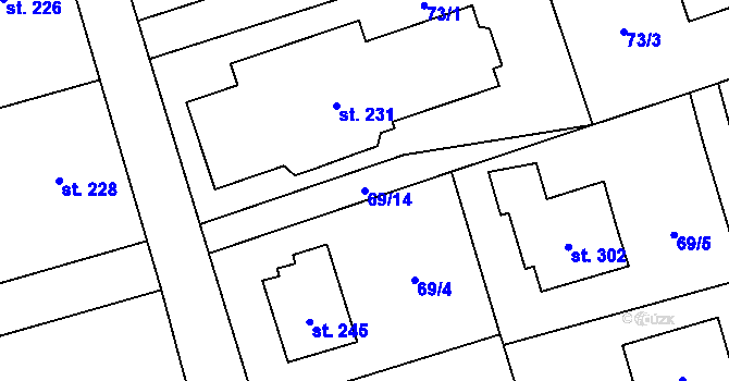 Parcela st. 69/14 v KÚ Skřipov, Katastrální mapa